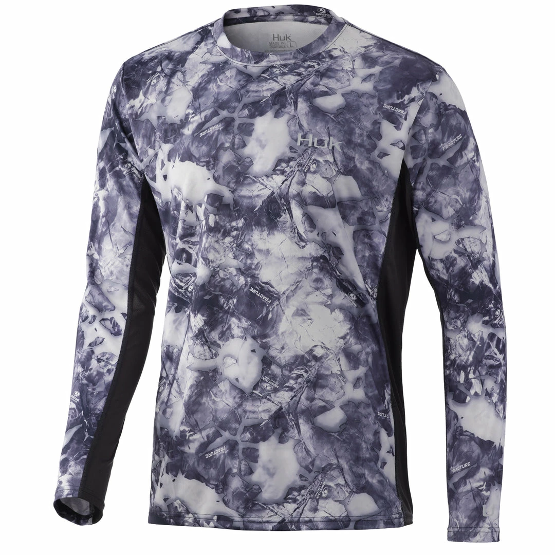 Mens Huk Icon X Mossy Oak Fracture Long Sleeve