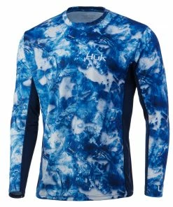 Mens Huk Icon X Mossy Oak Fracture Long Sleeve
