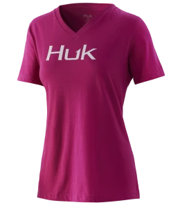 Huk Womens Logo V-Neck Tee